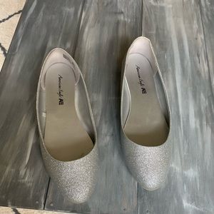 Sparkly silver flats